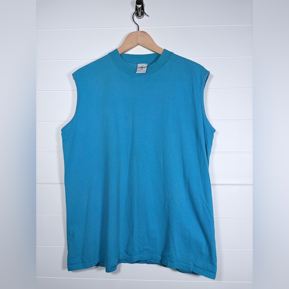 Chic Blue Men's Cotton Sleeveless Shirt XL Made in USA